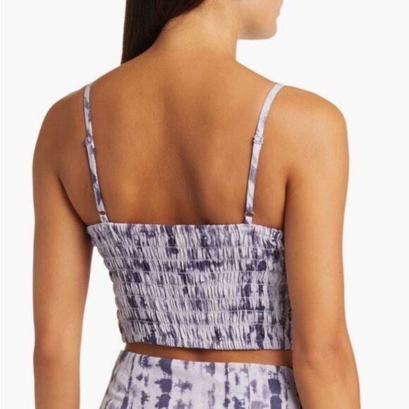 Nordstrom Open Edit Smocked Back Crop Camisole in Purple Indigo Size  L - Picture 4 of 10